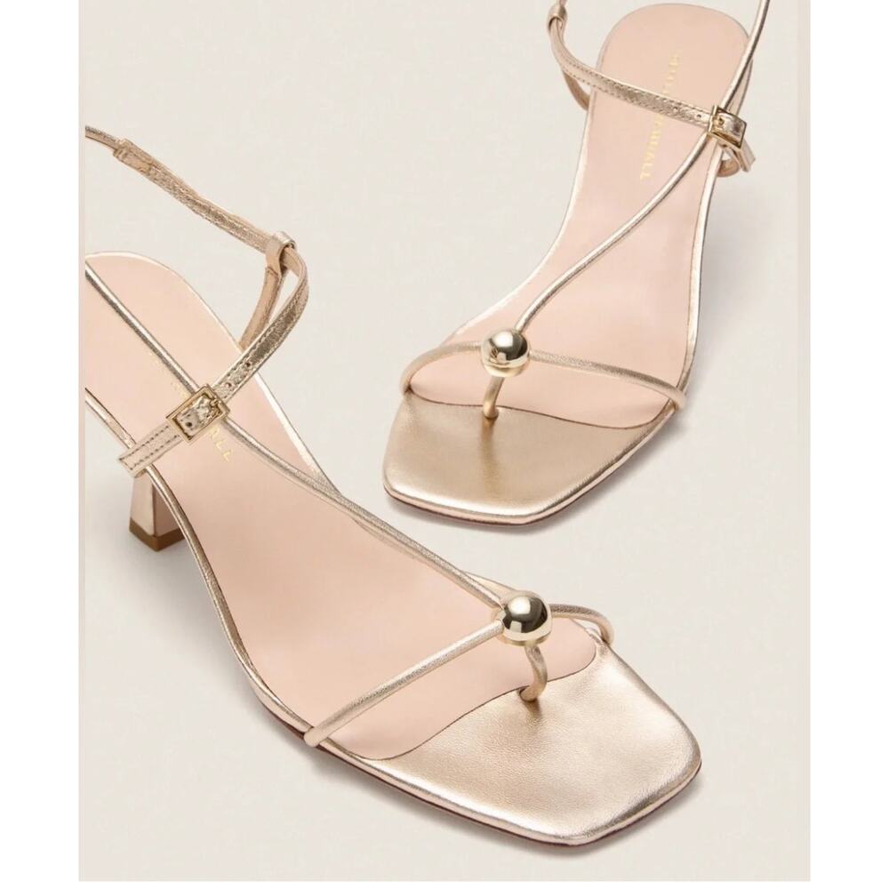 Loeffler Randall Triana Heels 7.5 NWOT Gold Champagne Sandal Tuckernuck Luxury - Picture 2 of 9